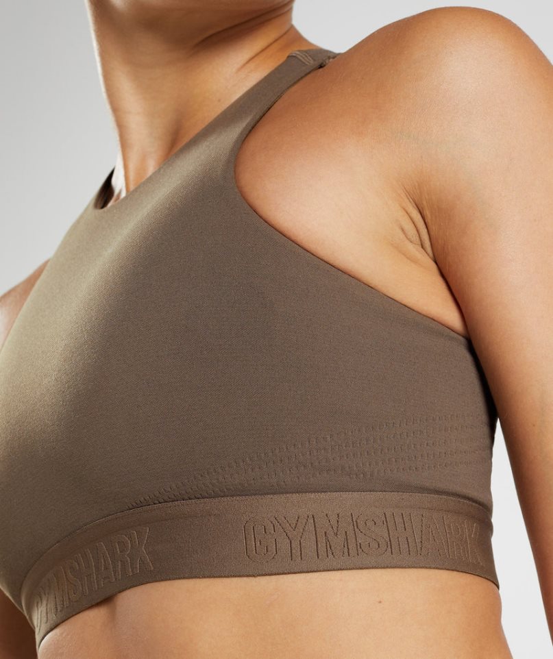 Women's Gymshark 315 Performance High Neck Sports Bra Dark Brown | NZ 4GEMLV